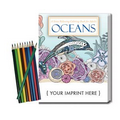 Relax Pack - Oceans Coloring Book for Adults + Colored Pencils